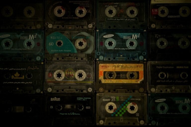 black and blue cassette tape